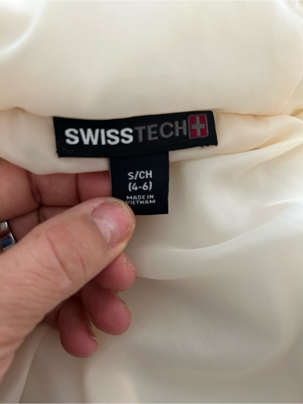 Swiss Tech Cream Hooded Puffer Vest size 4/6 - Picture 9 of 9